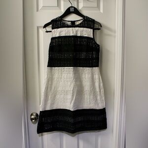 Michael Kors Black and White Eyelet Mini Dress